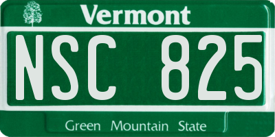 VT license plate NSC825