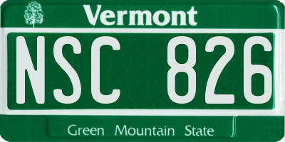 VT license plate NSC826