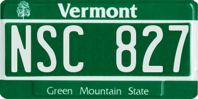 VT license plate NSC827