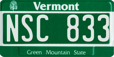 VT license plate NSC833