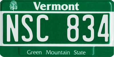 VT license plate NSC834