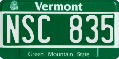 VT license plate NSC835
