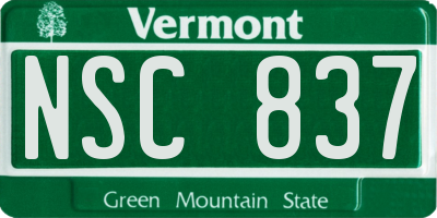 VT license plate NSC837