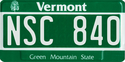 VT license plate NSC840