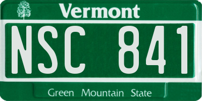VT license plate NSC841