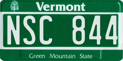 VT license plate NSC844