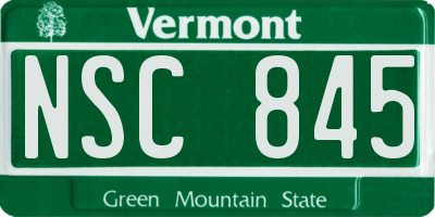 VT license plate NSC845