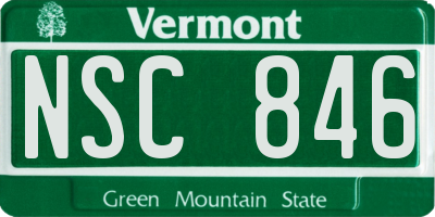 VT license plate NSC846