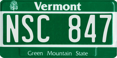 VT license plate NSC847