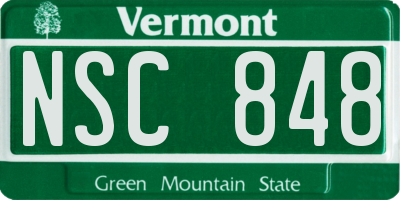 VT license plate NSC848