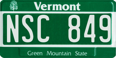 VT license plate NSC849