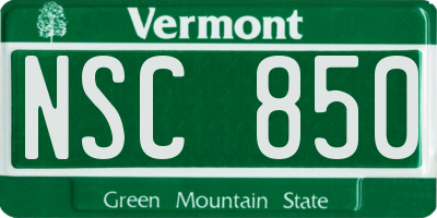 VT license plate NSC850
