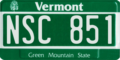 VT license plate NSC851