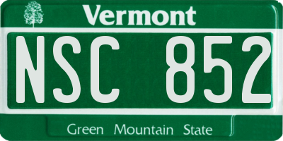 VT license plate NSC852