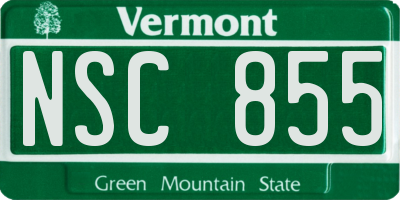 VT license plate NSC855