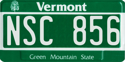 VT license plate NSC856