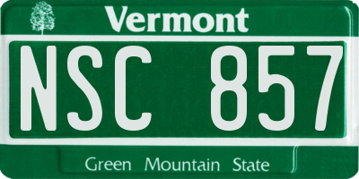 VT license plate NSC857