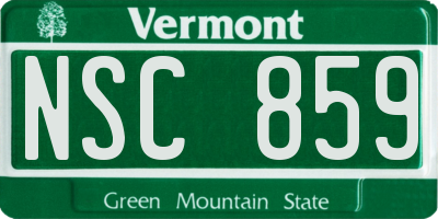VT license plate NSC859