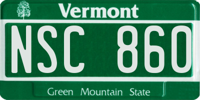VT license plate NSC860