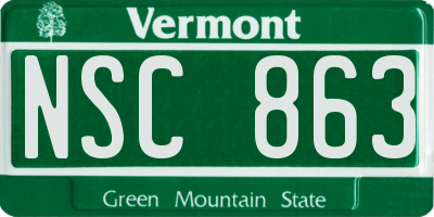 VT license plate NSC863