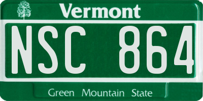 VT license plate NSC864