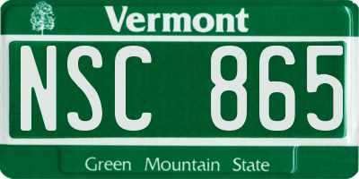 VT license plate NSC865