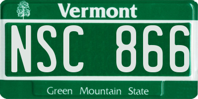 VT license plate NSC866