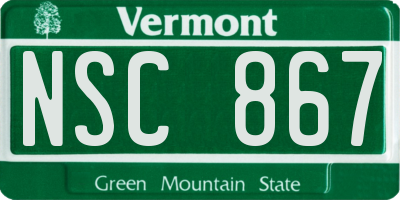 VT license plate NSC867