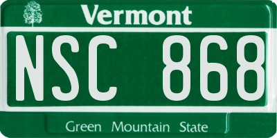 VT license plate NSC868