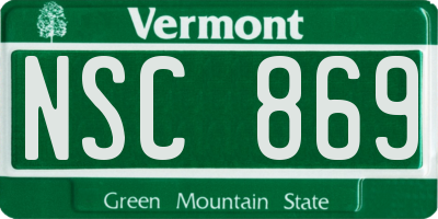 VT license plate NSC869