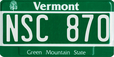 VT license plate NSC870