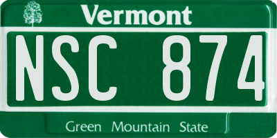 VT license plate NSC874