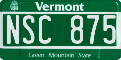 VT license plate NSC875