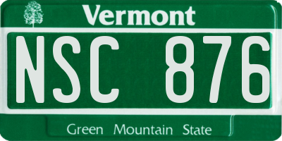VT license plate NSC876