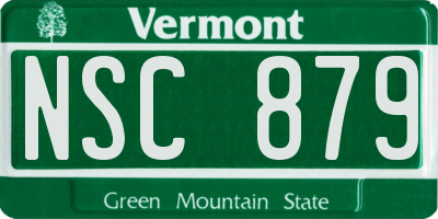 VT license plate NSC879