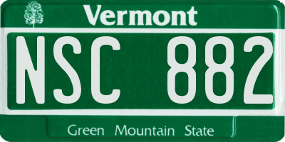 VT license plate NSC882