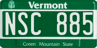 VT license plate NSC885