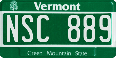 VT license plate NSC889