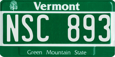 VT license plate NSC893
