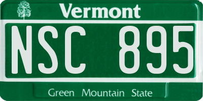 VT license plate NSC895
