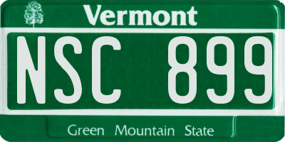 VT license plate NSC899
