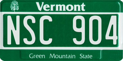 VT license plate NSC904