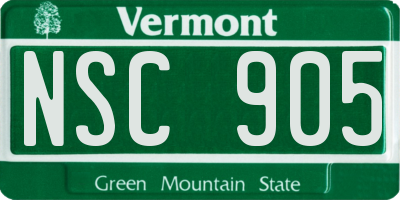 VT license plate NSC905