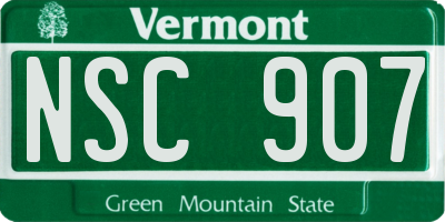 VT license plate NSC907