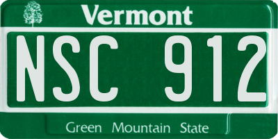 VT license plate NSC912