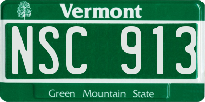 VT license plate NSC913