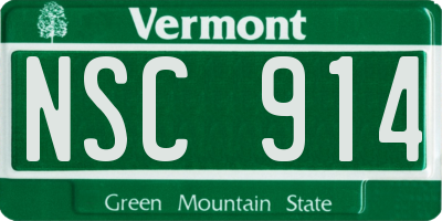 VT license plate NSC914