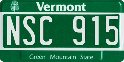 VT license plate NSC915