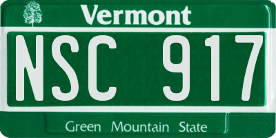 VT license plate NSC917