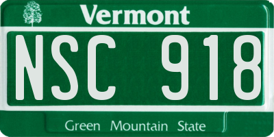 VT license plate NSC918
